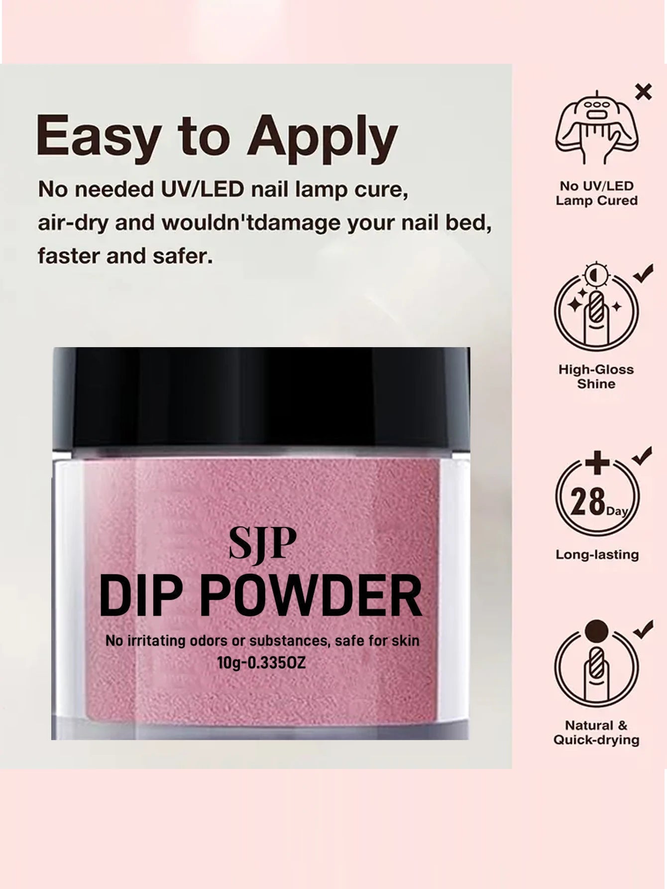 10 G Nail Dip Powder for French Manicure, Color Dip Powder, Suitable for Home Nail Salon DIY, Long Lasting, No Curing Manicure L