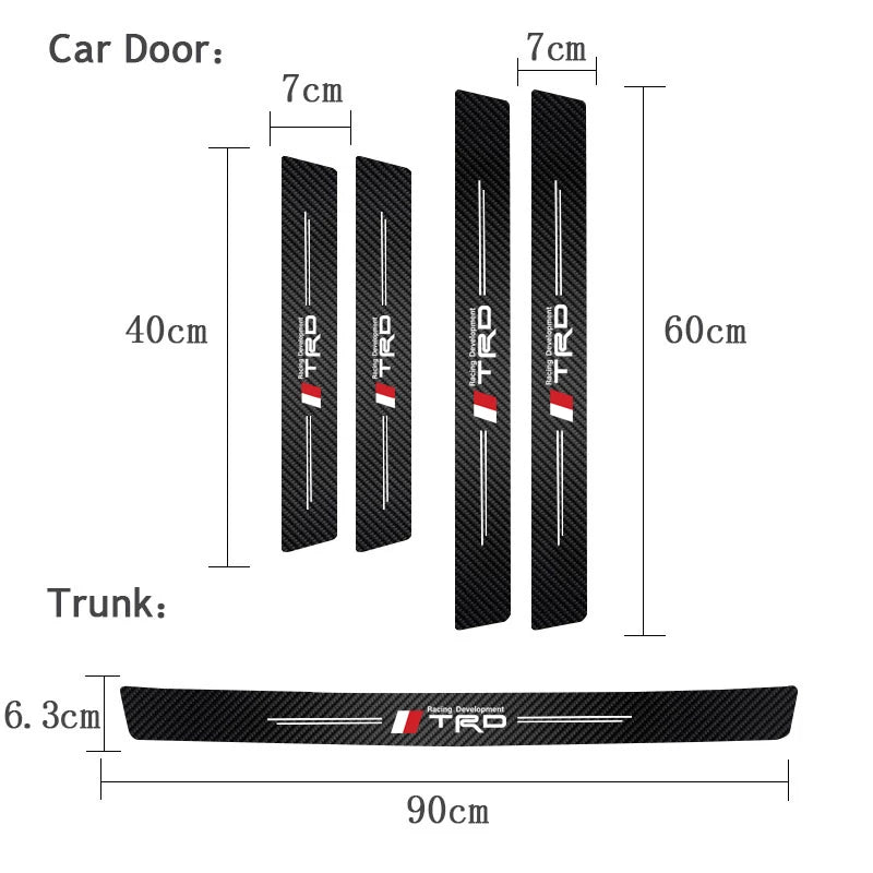 1/4/5Pcs Car Door Sill Scuff Plate Decor Carbon Fiber Stickers For Toyota GR Corolla Yaris Aygo Prius RAV4 Crown CHR Camry Auris