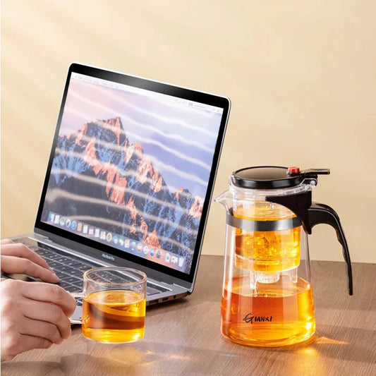 Teapot With Infuser Thickened Glass Heated Resistant Tea Pot One-button Filtering Tea Separation Kettle Tea Coffee Maker