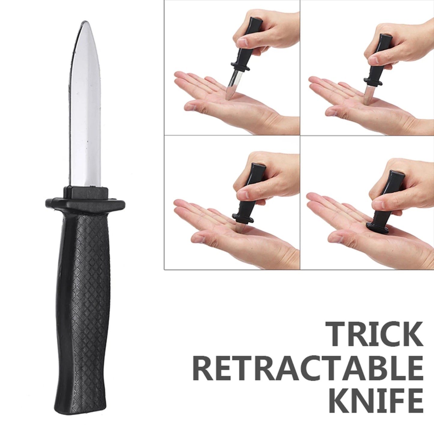 Props Toys Joke Magic Plastic Retractable Knife Joke Prank Props Knife Scary Trick Fake Dagger Funny