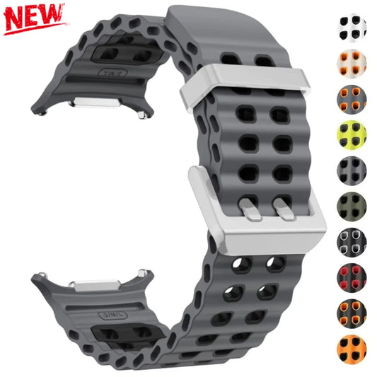 NEW Marine Silicone Strap for Samsung Watch Ultra 47mm Bracelet No Gaps Sport Two-tone Band for Galaxy 7 Ultra Watchband Straps