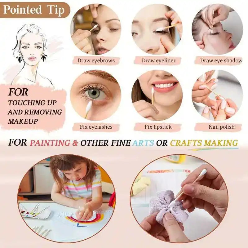 1000 Double-Ended Swabs for Ear Cleaning And Makeup - Fragrance-Free, Sanitary Disposable Swabs for Cleaning, Makeup Remover And