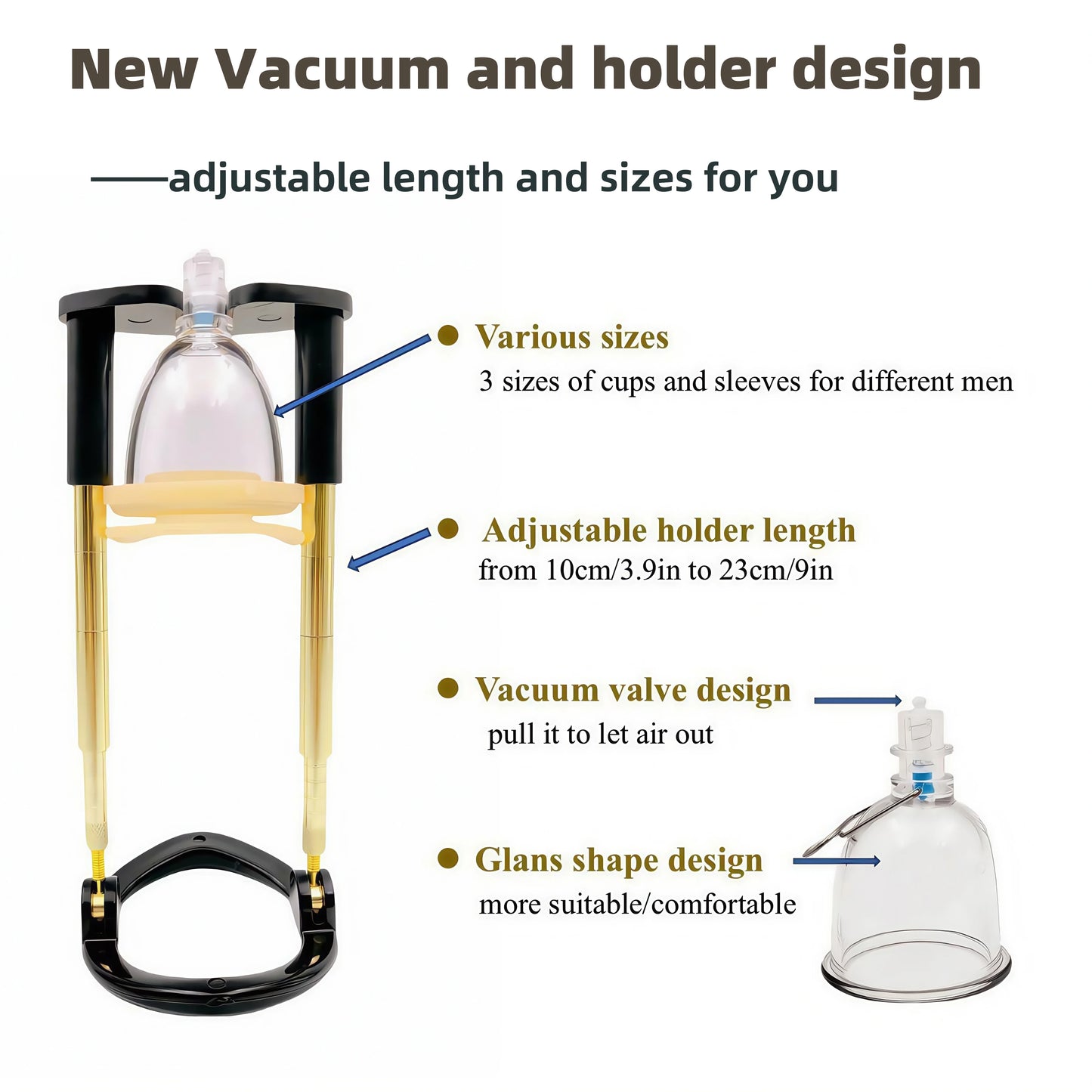 New Vacuum cup set for male penis lasting and enlargement training more vacuum power and different sizes for each Man
