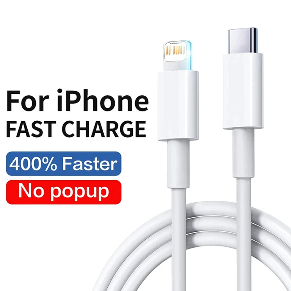 PD 30W USB A Cable For Apple iPhone 14 13 11 12 Pro Max XS XR X 7 8 Plus Fast Charging 2M USB C Data Cables Charger Accessories