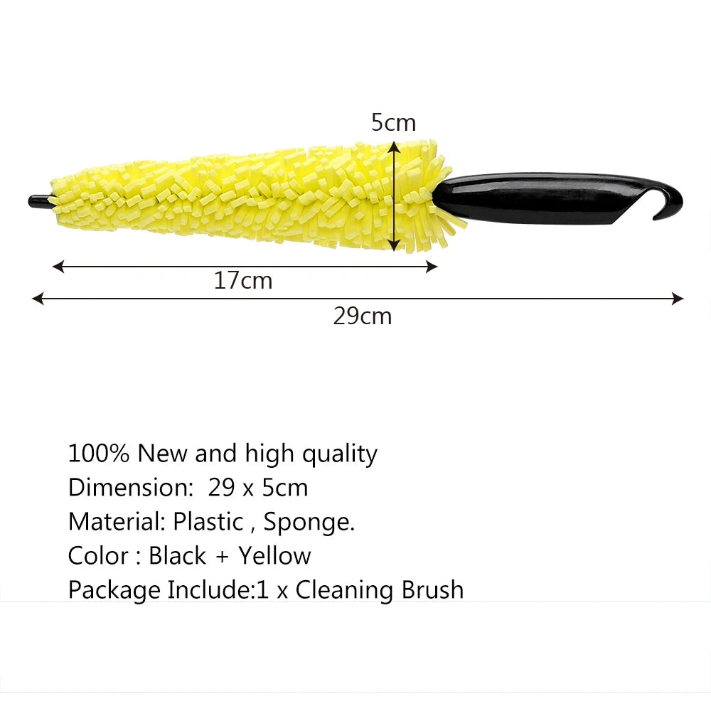 29cm Motorcycle Sponge Brush Wheel Rims Washer Car Hubcaps Wash Auto Cleaning Tool With Handle Bicycle Dirt Pit Bike Accessories