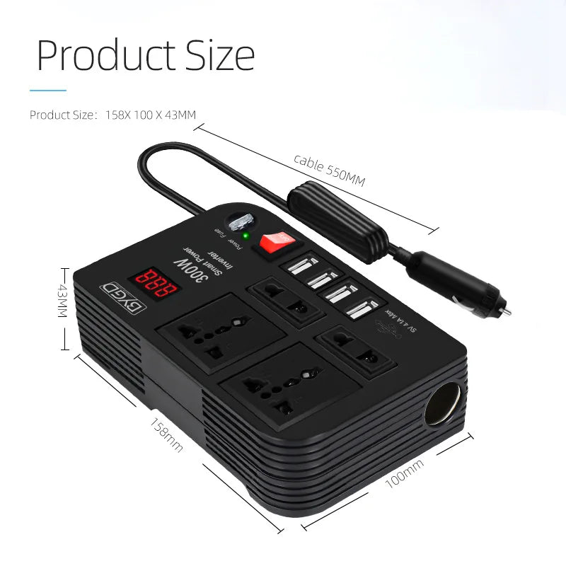 Car Inverter 300W High-power DC 12V To 220V Multi-function Home Modified Sine WaveAutomotive Power Converter power inverter