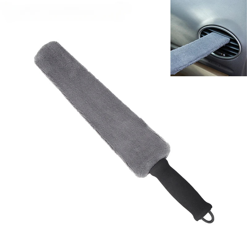 Car Cleaning Duster Microfiber Brush Air Conditioner Vent Cleaner Air Outlet Cleaning Brush Wet/Dry Use for Car Wash Accessories
