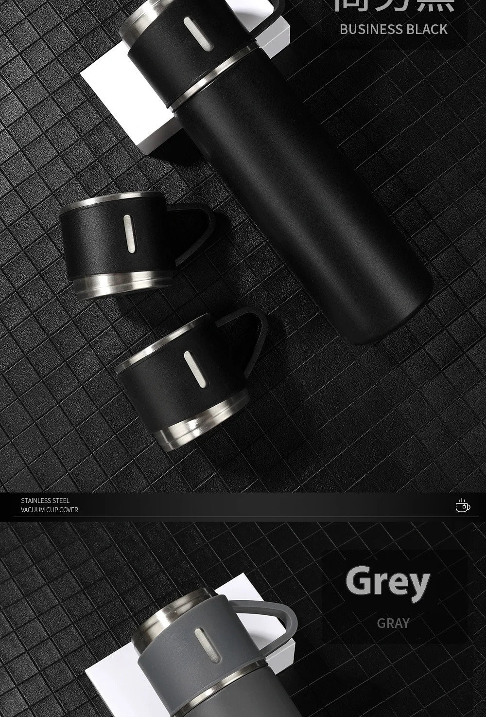 500ML 304 Stainless Steel Vacuum Thermos Gift Set Office Business Style Cup Thermos Portable Flask Thermos Flask