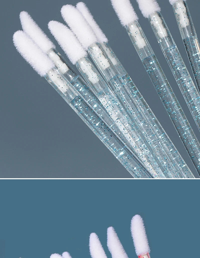 Okaylash Disposable Glitter Lip Gloss Brush Eyelash Extension Cleaning Brushes Crystal Lipstick Applicators Cleaner Makeup Tools