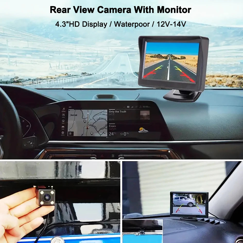 Easy Installation 4.3Inch Rear View Camera Monitor Screen Reversing Camera for Car Parking Parking System Camera for Vehicle