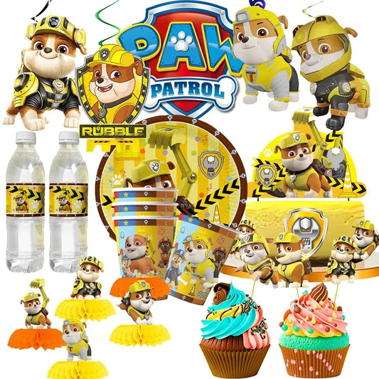 New Paw Patrol Birthday Decoration Dogs Rubble Disposable Tableware Cup Plate Tablecloth Baby Shower Kids Girl Boy Party Supplie