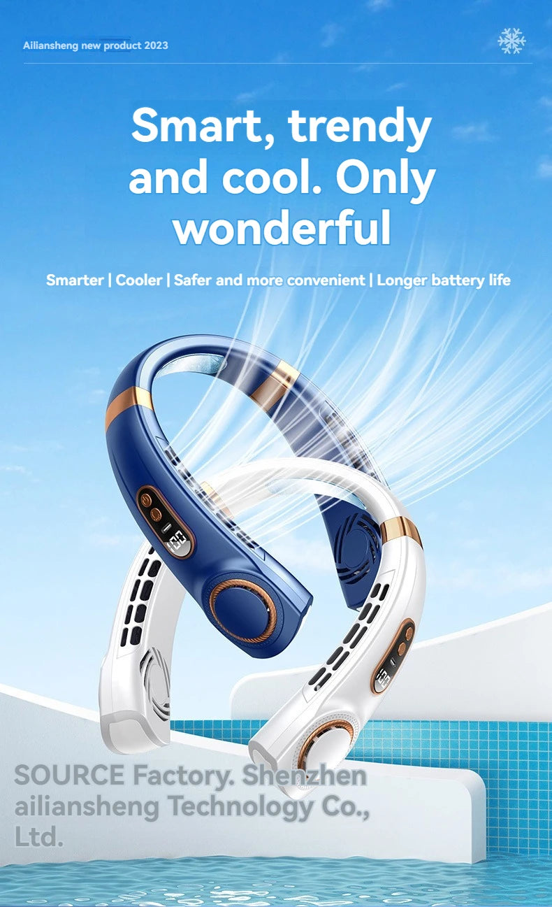 🔥2025 New Portable Halterneck Fan USB Handheld Silent Multi-function Bladeless Mini Electric Fan Cross-border