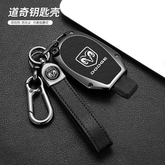 Leather+TPU Car Remote Key Case Cover Shell For Dodge Durango Magnum Journey Ram Challenger Charger Protector Holder Accessories