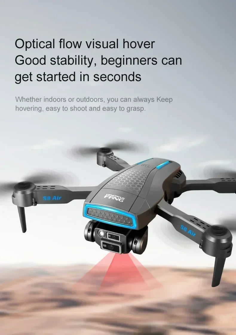 New S8 AIR GPS 5G Drone 8K HD Camera WIFI FPV Obstacle Avoidance Optical Flow Cool Lighting RC Foldable Quadcopter Gifts Toys