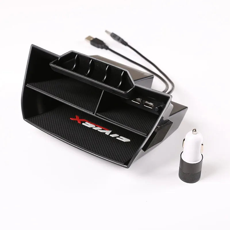 Car Organizer Seat Gap Box Leather Car Seat Gap Organizer 2 USB Auto Crevice Storage Case For Stowing Tidying For Honda Civic