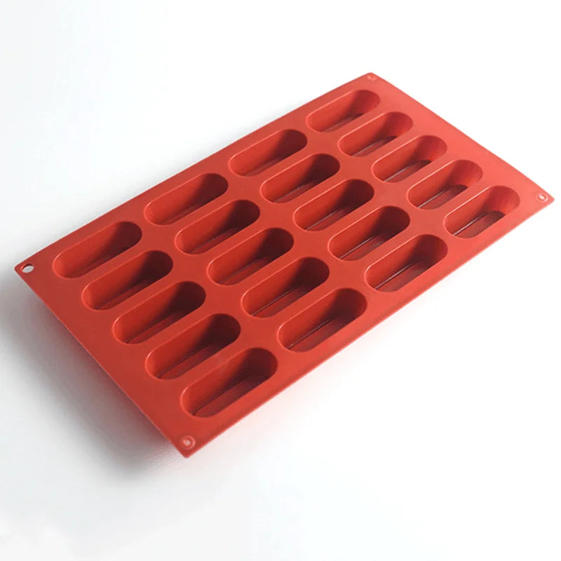 20Cups Silicone Mousse Cake Baking Mold Candy Mould French Dessert, Pastry, Chocolate Ice Cream Mold 3D Concave Eclair Shape
