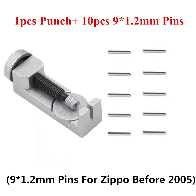 11pcs/Set Disassemble Pin Tool Base & Replacement Hinge Pins For Zippo Kerosene Lighter Shell Link Pin DIY Replace Repair Kit
