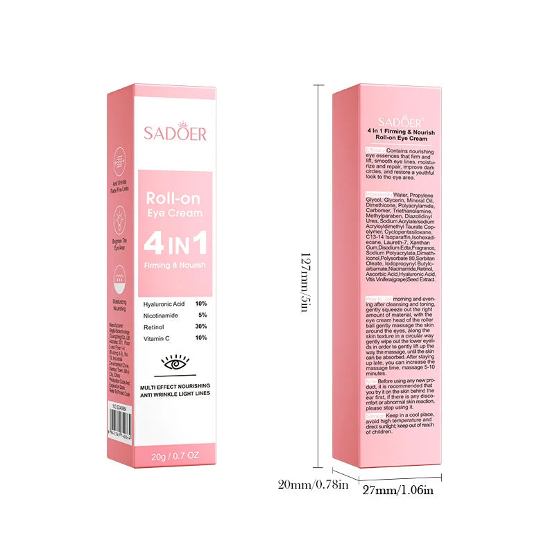 Instant Eye Bag Removal Cream Retinol Anti-Wrinkle Fade Fine Lines Firming Skin Anti Dark Circle Puffiness Brighten Eye Care