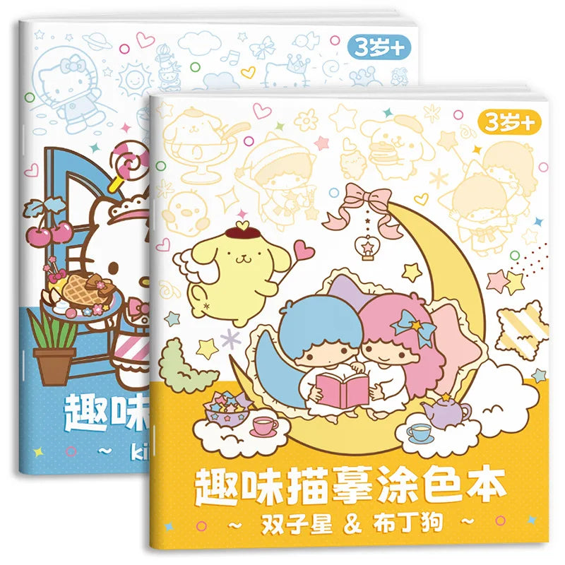 New Sanrio Kuromi Painting Notebook Children'S Sketching Coloring Copy Notebook Elementary School Cartoon Anime Line Draft