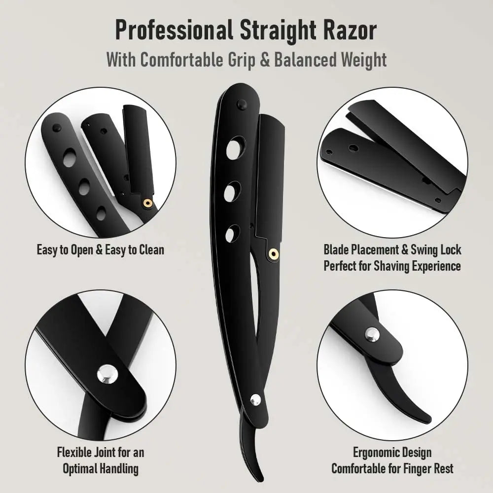 ( 1 Holder+10/20 Blades )Straight shaver arm, men's folding manual shaver, men's shaver, razor sharp blade barber shop razor