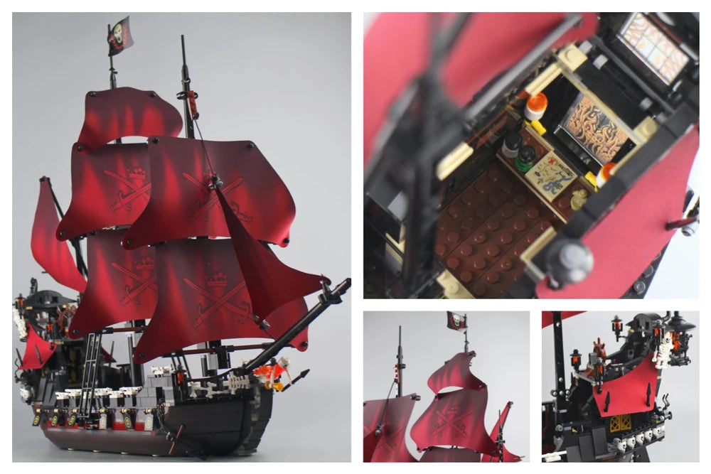 Pirates of the Caribbean Black Pearl Queen Anne Revenge Ghost Ship Model 79008 4184 Building Blocks 4195 Set Bricks Toy Kid Gift