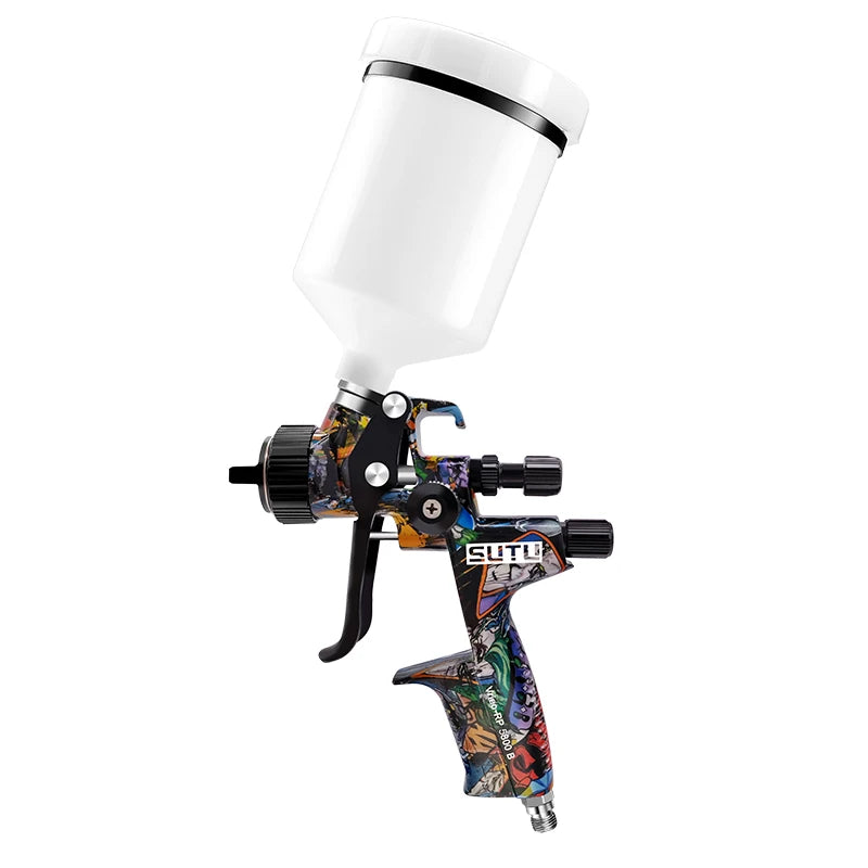 SUTU 5800 Pneumatic Spray Gun, 1.3/1.7mm Set, 600ml Pot, for Car & Furniture Painting, Uniform Atomization