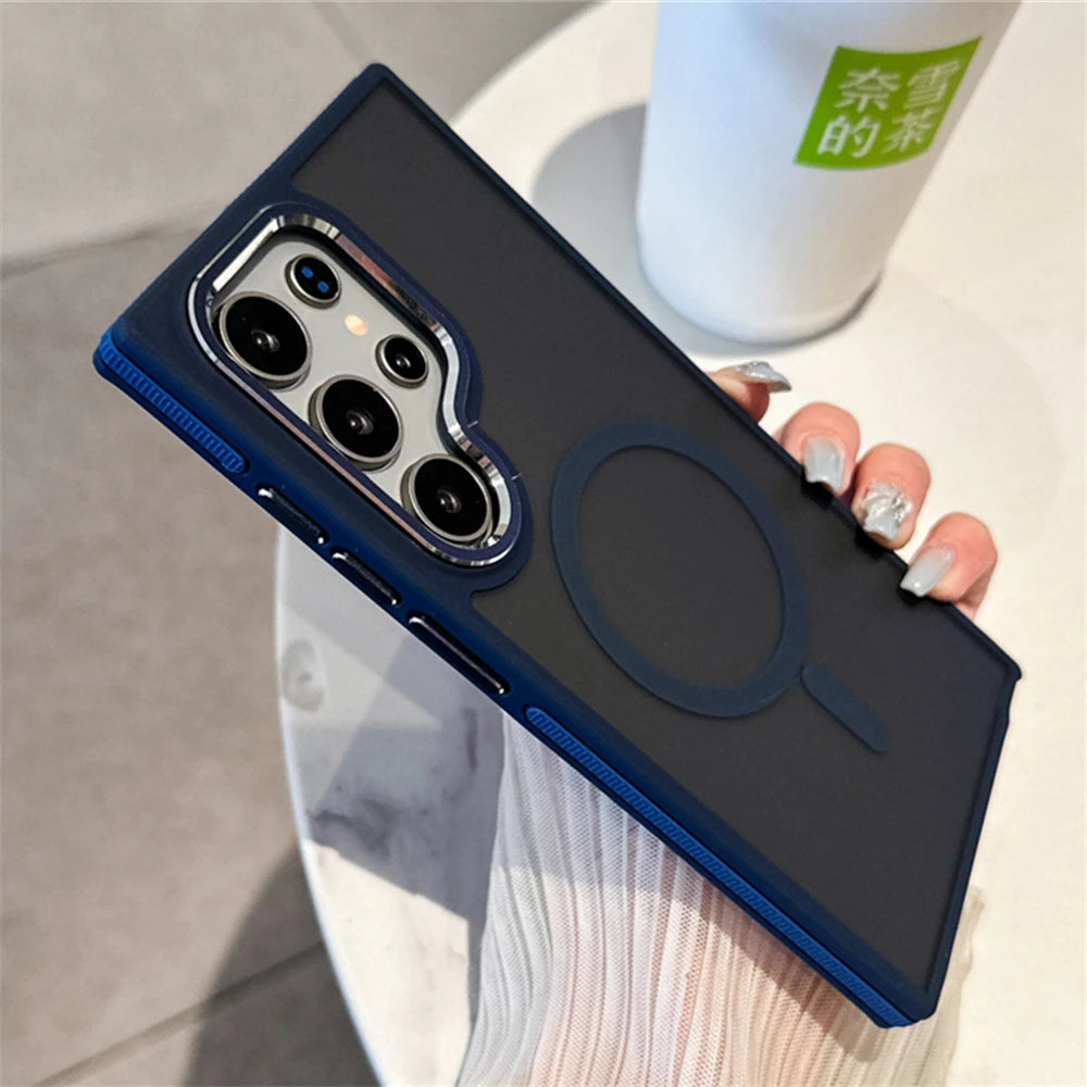 Luxury Matte Magnetic Case For Samsung Galaxy S26 S24 S22 S25 Ultra S23 Plus S23 FE For Magsafe Wireless Charge Shockproof Cover
