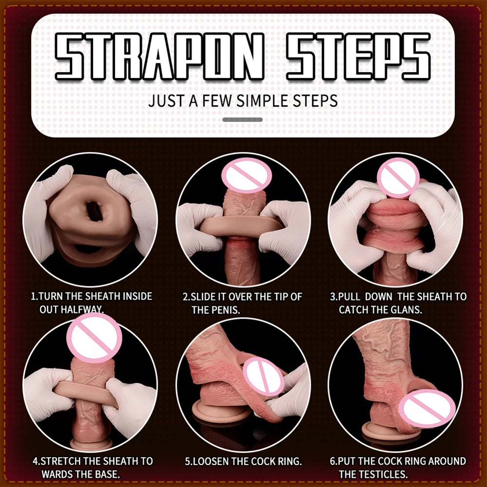 ORALSX 10 Styles Silicone Reusable Open-ended Penis Sleeve Delay Ejaculation Dick Enlargement Sex Toys For Men Game Pleasure