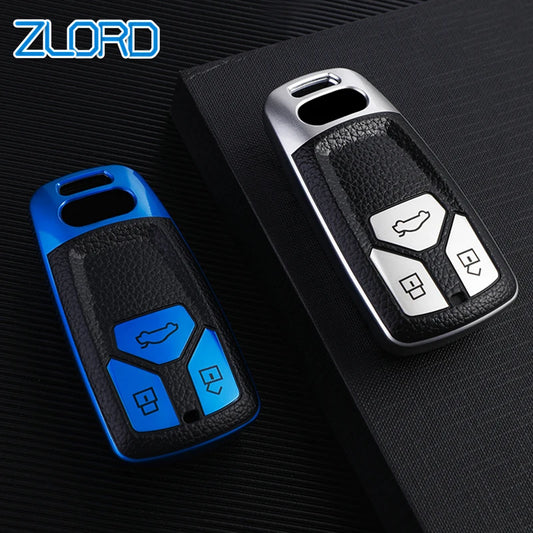 Leather TPU Car Smart Key Case Protective Cover Shell Fob Bag Holder Keychain For Audi A4L A4 A5 S5 8S B9 Q5 Q7 TT TTS TFSI