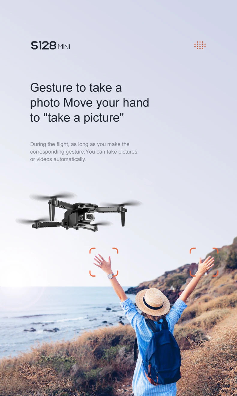 New S128 Mini Drone 4K Professional HD Dual Camera Three-Sided Obstacle Avoidance Air Pressure Fixed Height Foldable Quadcopter