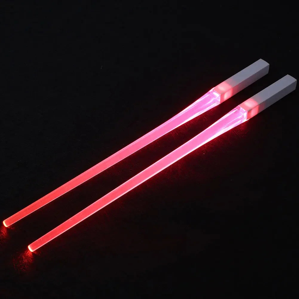 Novel 1 Pair LED Luminous Chopsticks Light Up Durable Lightweight Kitchen Dinning Room Party Food Safe Tableware Multi-color Hot