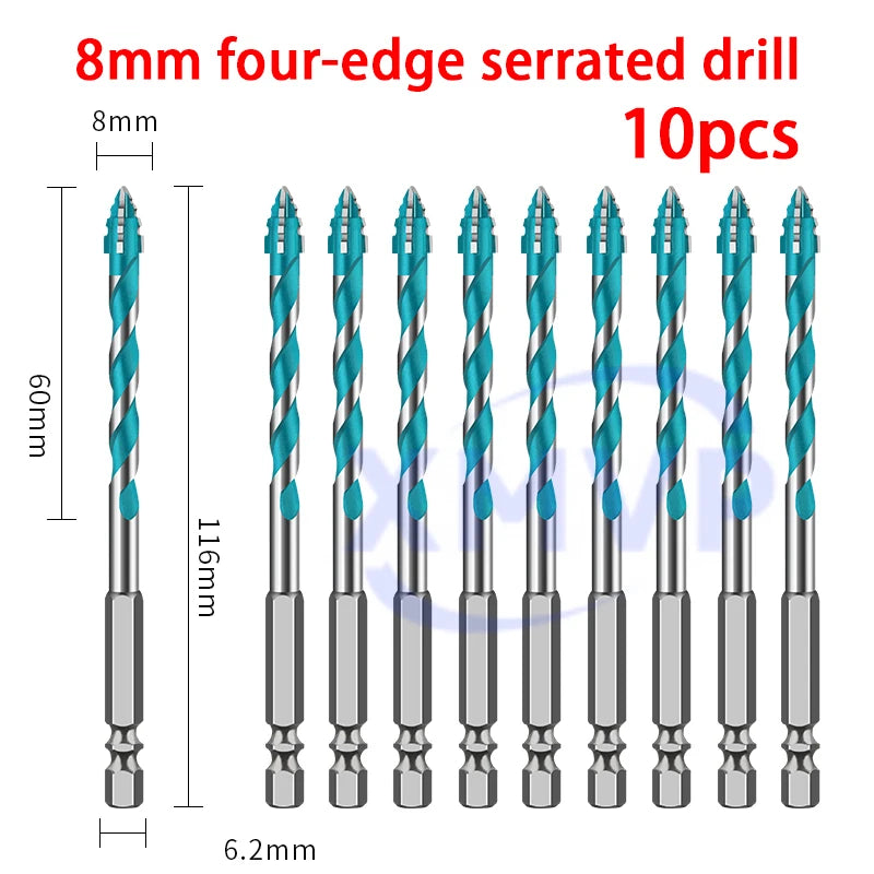 Four-edge serrated eccentric drill bit, high-hardness tile drilling, concrete Nemesis, super-hard special electric drill