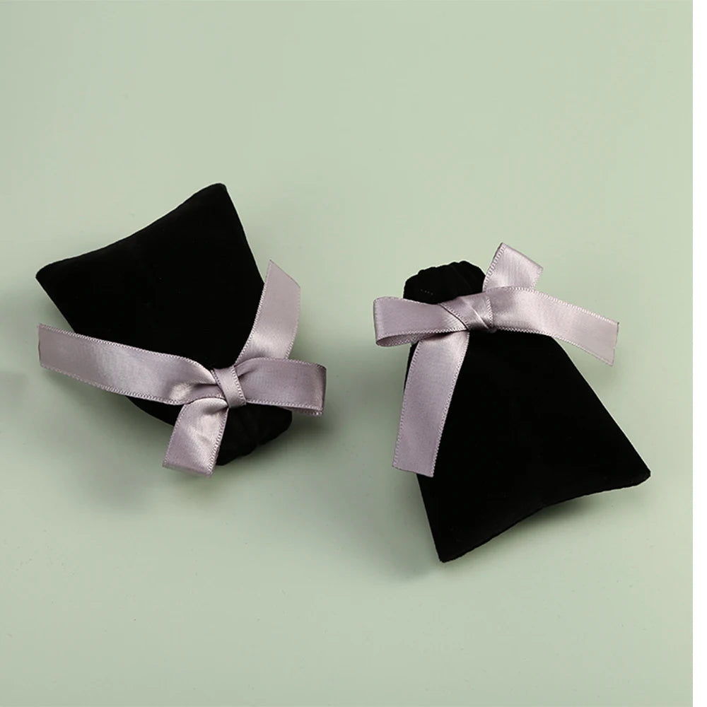 10pcs Bulk Jewelry Packaging Pouches Black Velvet Ribbon Drawstring Bags Luxury Earrings Rings Necklace Bracelet Storage Bags