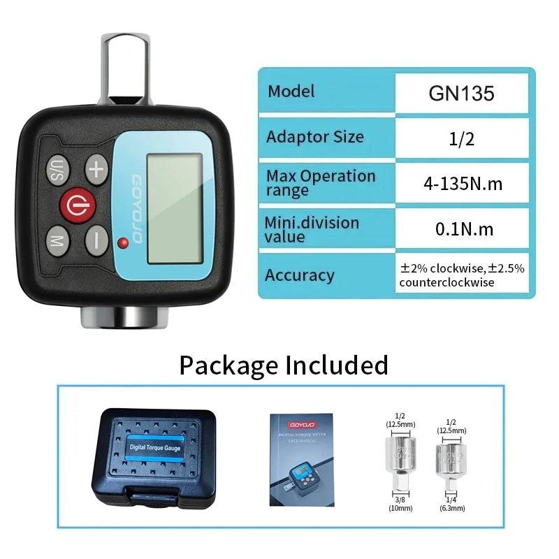 Professional Digital Torque Wrench 1/4'' 3/8'' 1/2 '' Electronic Torque Wrench Torque Adapter Bike Car Repair Hand Tools Set
