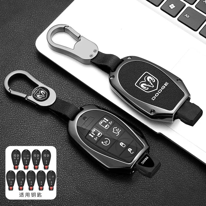 Leather+TPU Car Remote Key Case Cover Shell For Dodge Durango Magnum Journey Ram Challenger Charger Protector Holder Accessories