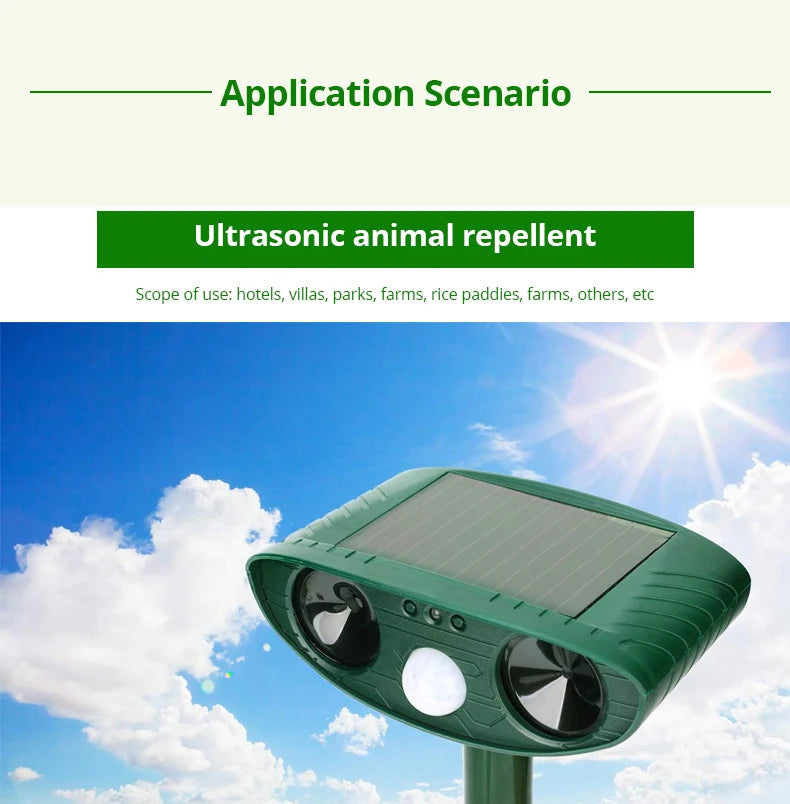 1pc ultrasound Repellant Cat Dog Repellant Solar Powered Rechargeable Garden Waterproof creature Deterrent For Farm Yard