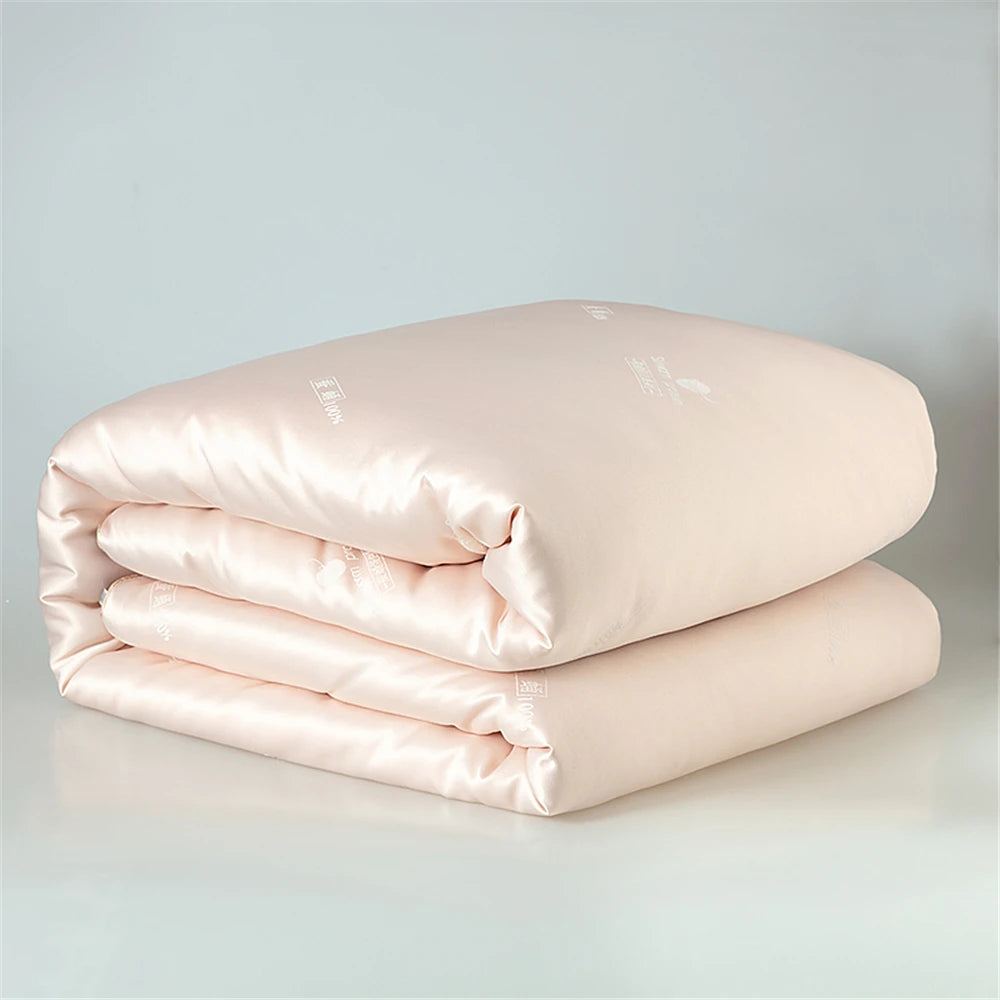 Sondeson Luxury Natural 100% Silk Quilt Warm Jacquard White Duvet Soft Comforter Queen King Silky Healthy Blanket For Sleep 1pcs