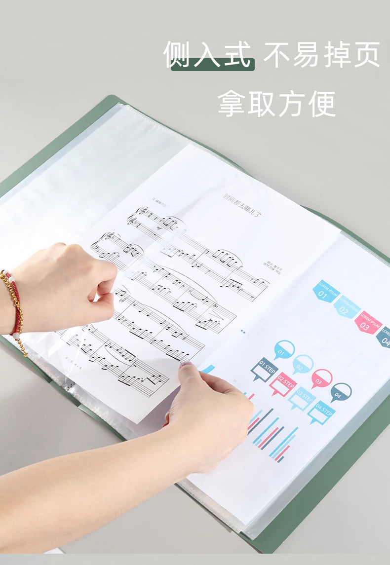 KOBEST 20/30/40/60 Pages A4 Side Transparent Thickening Folder High Quality Multi-layer File Cover Office School Supplies