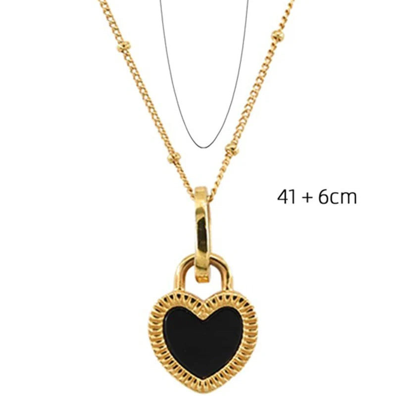 Women Star Heart Epoxy Pendant Gold Color Korean Chain Tinny Necklace Girls Trendy Shell Clavicle Choker Party Jewelry