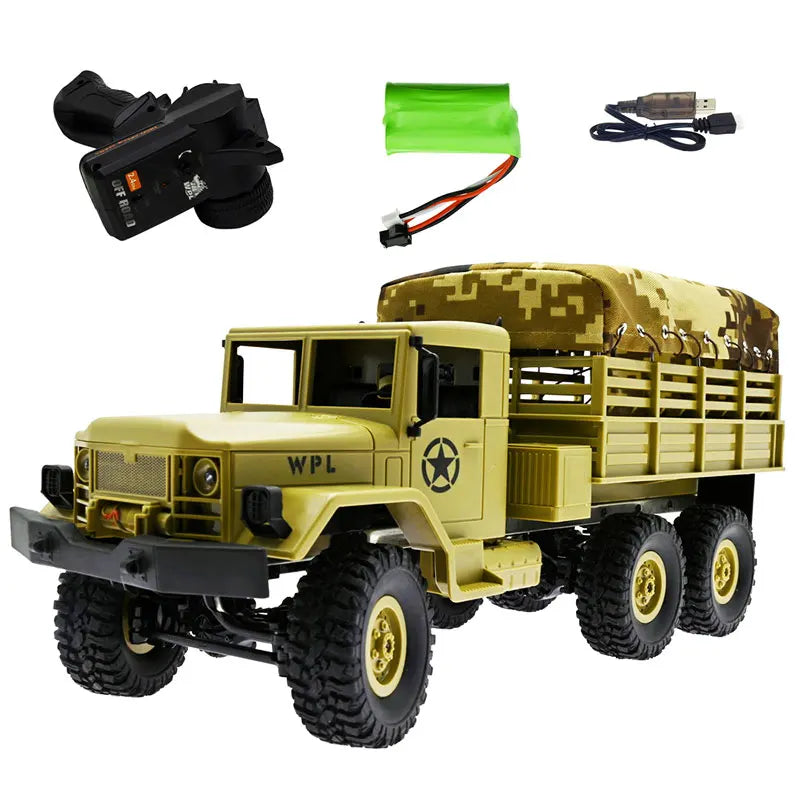 Wpl Naughty Dragon B16 1 6wd Military Truck With Canvas Rc Car Climbing Remote Control Plaything Holiday Birthday Gift Boy