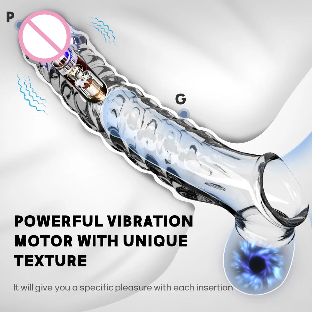 Huge Penis Enlargemen Sleeve Vibrator Extender 8cm Reusable Soft Condoms Dick Sleeve Adult Sex Toys for 18 Men Delay Ejaculation