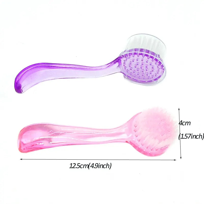 New Plastic Nail Brush Soft Remove Dust Make Up Washing Brushes Dust Round Head Powder Clean With Cap Pedicure