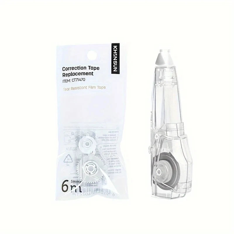 KHINSUN School Correction Tape with Refill Pen Style White Out Corrector Easy Replaceable Correction Tapes