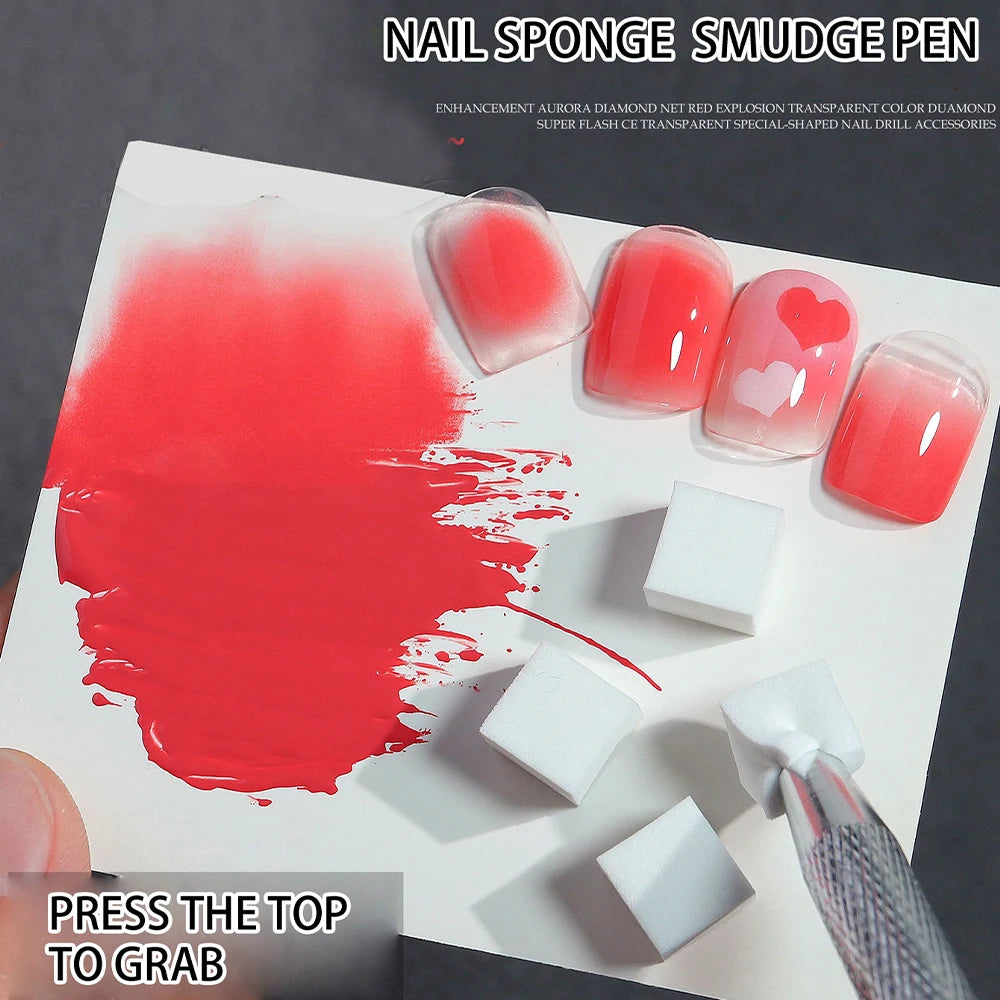 YIKOOLIN 50Pcs Soft Nail Sponges Nail Art Sponges With Grabbing Pen Nail Brush Manicure Nail Art Tools Professional Accessories
