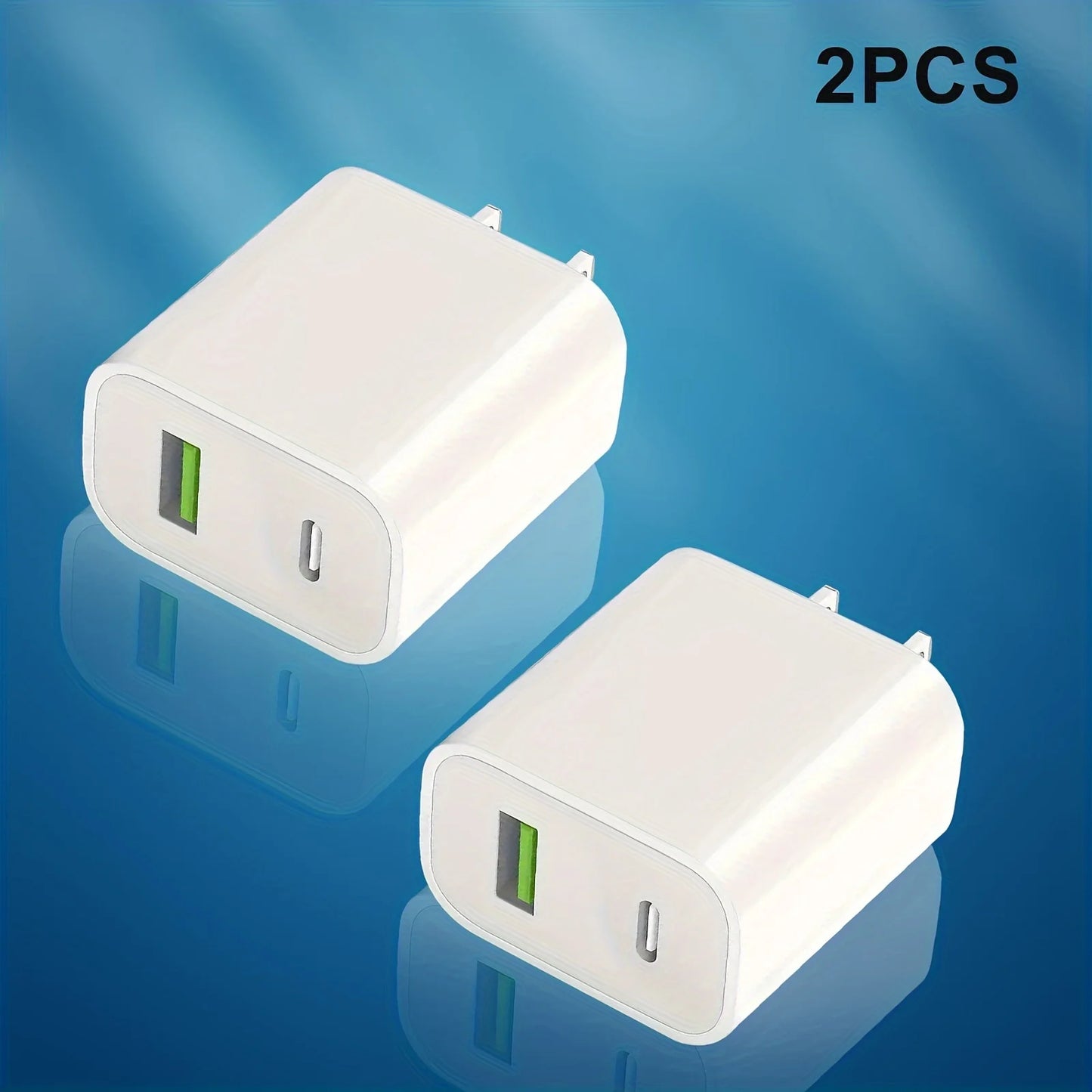 2PCS USB C Wall Charger Block, Dual Port Power Delivery Fast Type C Charging Block Plug Adapter 20W