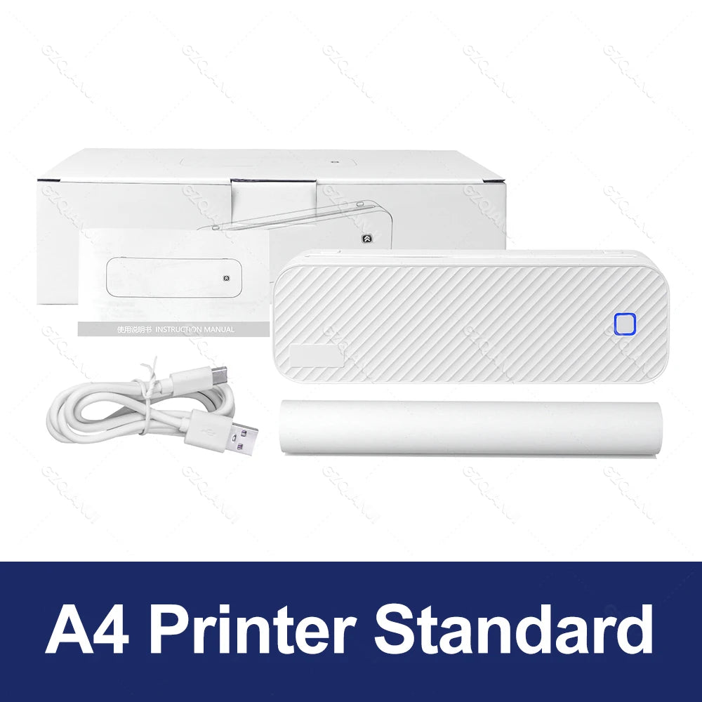 Mini Thermal Printer Bluetooth Portable Wireless A4 Maker with Paper Case for Mobile World PDF Picture Print Home Office USE
