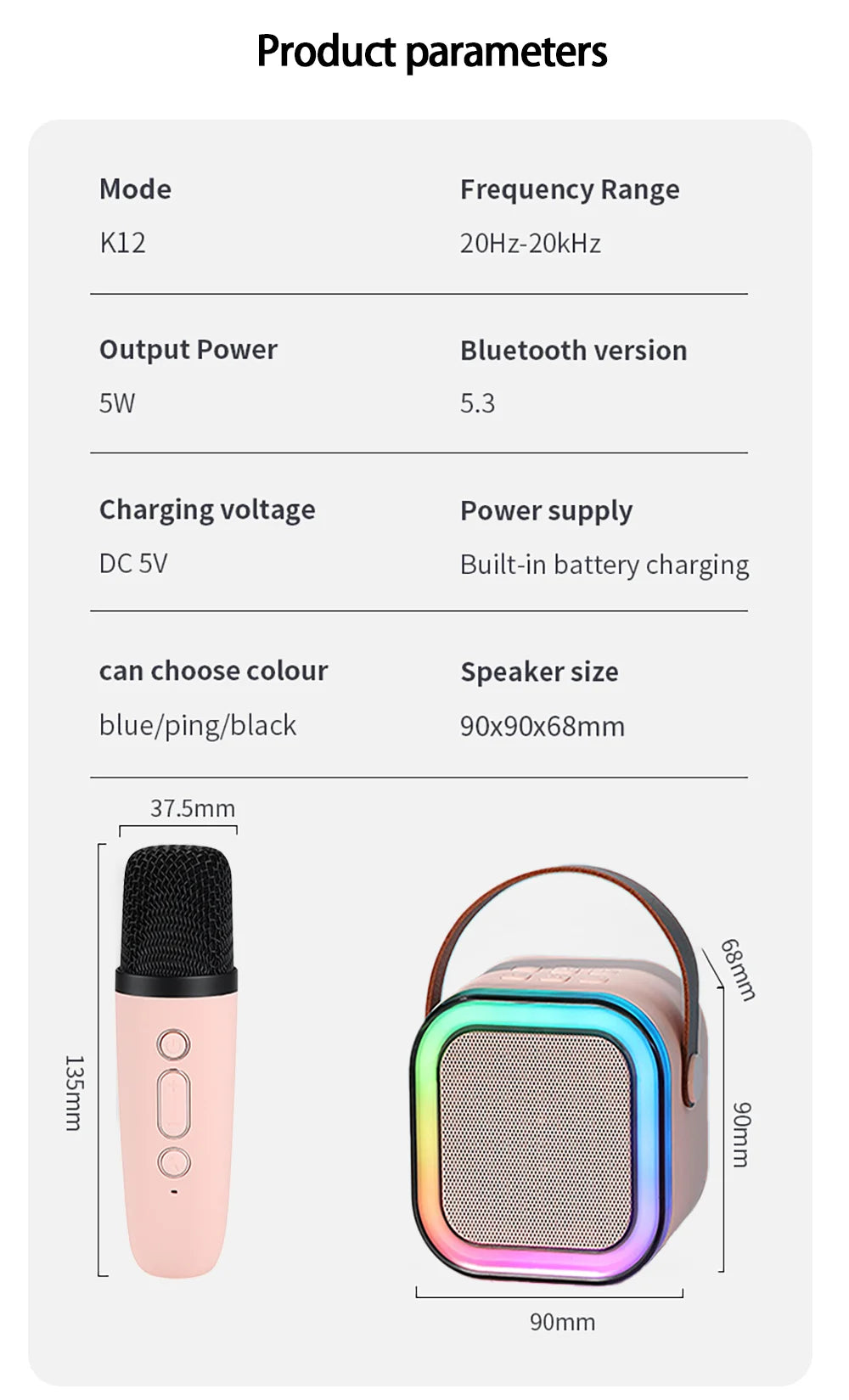 Wireless Professional Bluetooth Integrated Microphones and Speaker for KTV Microphone Portable Children's Audio Mike