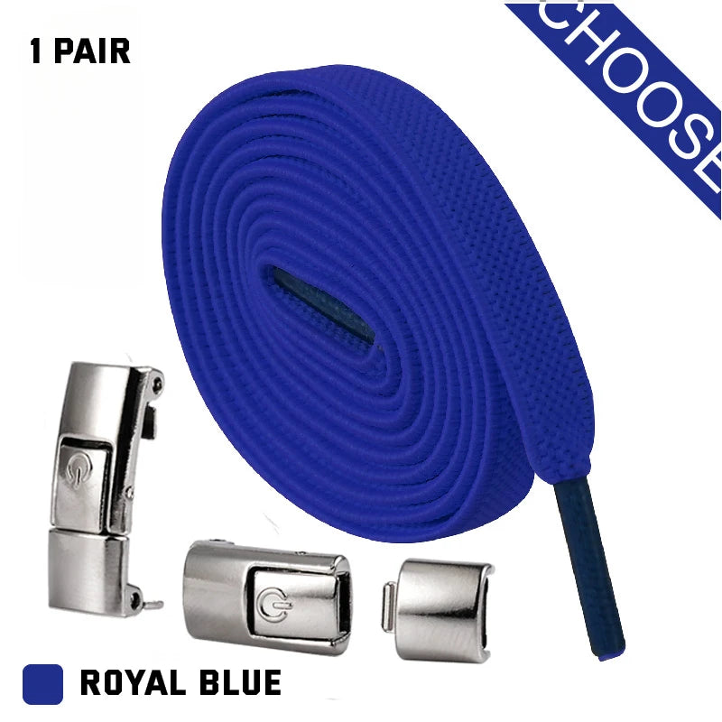 New Press Lock Shoelaces without ties Elastic Laces Sneaker 8MM Widened Flat No Tie Shoe laces Kids Adult Shoelace for Shoes