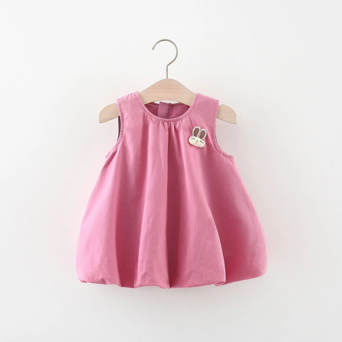 New Girls' Dress Summer Baby Girl Back Sequin Rabbit Ear Tail Solid Color Sleeveless Princess Dress