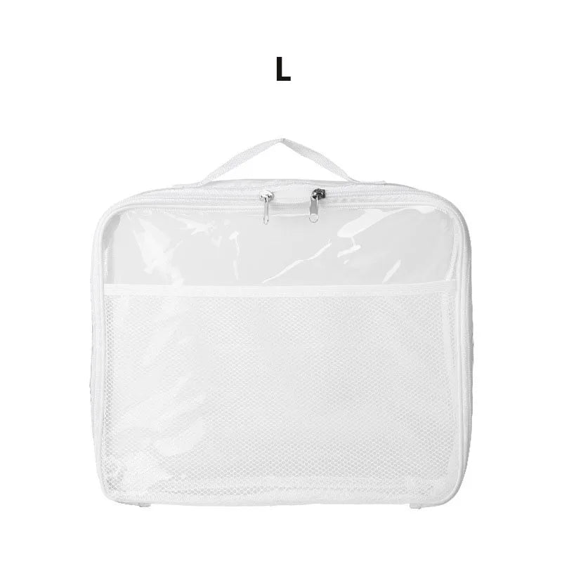 Large Capacity PVC Transparent Mesh Storage Bag Waterproof Casual Makeup Storage Bag Zipper Bag Portable Toy Packaging Bag